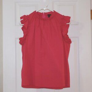 Ann Taylor | Pink Sleeveless Ruffle-Shoulder Top, Size S